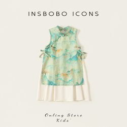 insbobo 汉服女童女童夏装连衣裙新中式唐装儿童裙子2024洋气女宝童装