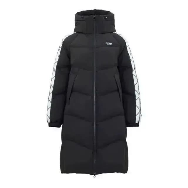雪中飞 反季!超高充绒超级加厚抗寒连帽长款羽绒服 男女同款黑