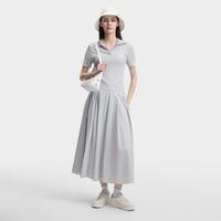 FILA 女装女式时尚休闲百搭针织衫女士简约修身V领短袖编织衫