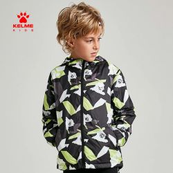 卡尔美 童装秋季休闲外套连帽上衣男童运动风衣单层外套