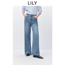 LILY 2026春新款复古时髦宽松显瘦休闲百搭蓝色直筒阔腿裤牛仔裤女 419牛仔蓝 L