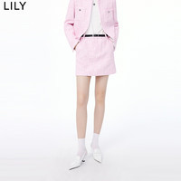 LILY 秋新款女装多巴胺穿搭时尚芭比粉BM风高腰超短裙半身裙女 122粉红 M
