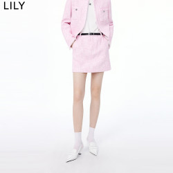 LILY 秋新款女装多巴胺穿搭时尚芭比粉BM风高腰超短裙半身裙女 122粉红 M