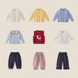 jellybaby 2026女童长袖t恤开衫法式儿童阔腿裤女宝宝秋季洋气套装