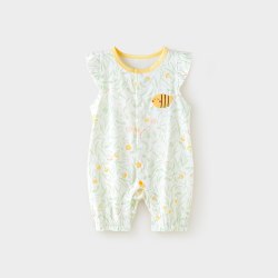 wismorni 婴儿短袖连体衣夏季薄款纯棉新生儿衣服哈衣爬服宝宝夏装