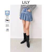 LILY 2025春新款女装柔软高腰气球裙半身裙女短裙 419牛仔蓝 L