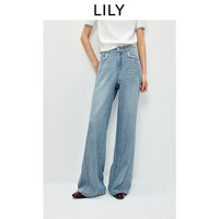 LILY 2026夏新款复古宽松休闲通勤百搭浅色直筒阔腿裤牛仔裤女长裤 419牛仔蓝 M