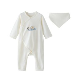好孩子 新生婴儿衣服纯棉长袖连体衣满月宝宝口水巾包屁衣
