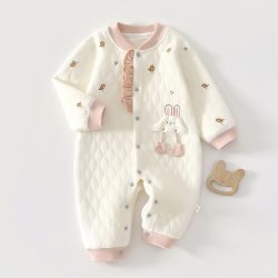 优儿岚 新生婴儿连体衣秋冬款男女宝宝哈衣爬服家居服春秋季加厚夹棉保暖