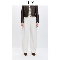 LILY 2026春新款复古时髦百搭职业通勤休闲显瘦纯色气球裤弯刀裤女 601白色 S