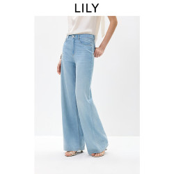 LILY 2026夏新款含莱赛尔复古宽松休闲通勤百搭牛仔裤直筒阔腿裤女 401蓝色 M