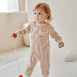 OAK FAMILY 春秋新品新生婴幼儿长袖斜襟连体衣宝宝衣服长袖爬服