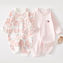 布昔熊 2件新生婴儿连体衣0-1岁春秋夏四季衣服初生宝宝无骨哈衣打底内衣
