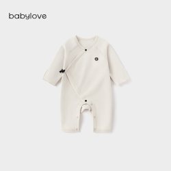 Babylove 新生儿连体衣春秋季和尚服婴儿系带哈衣爬服满月宝宝睡衣