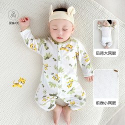 婴儿空调服衣服连体衣夏季薄款宝宝长袖纯棉哈衣新生儿爬服家居服