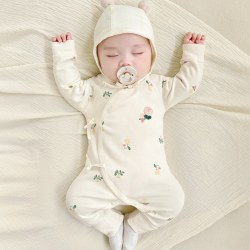 吉启萌 新生婴儿衣服春秋季初生纯棉和尚打底0贴身3月薄款哈衣宝宝连体衣