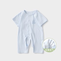 吉启萌 婴儿连体衣夏季幼儿短袖薄款透气开裆哈衣睡衣新生儿衣服宝宝夏装