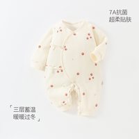 木幼事 新生儿秋冬季蝴蝶衣夹棉睡衣婴儿加厚纯棉连体衣初生宝宝睡衣DL