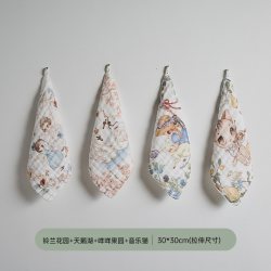 OAK FAMILY 婴儿六层纱布方巾纯棉长巾口水巾新生儿竹棉手帕洗脸巾