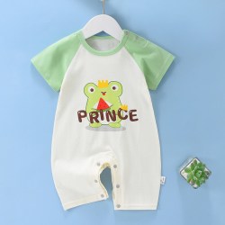 木幼事 婴儿短袖连体衣夏季薄款纯棉新生儿无骨衣服宝宝套头哈衣爬服夏装