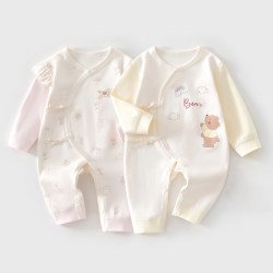 七贝乐 2件 婴儿连体衣纯棉宝宝2026春季新生幼儿0-6月衣服蝴蝶哈衣爬服