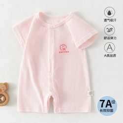 优儿岚 2件装夏季婴儿连体衣纯棉薄款a类新生儿衣服男女宝宝哈衣短袖爬服