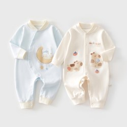 七贝乐 2件装婴儿儿衣服a类纯棉宝宝春装哈衣爬服婴幼儿长袖居家连体秋衣