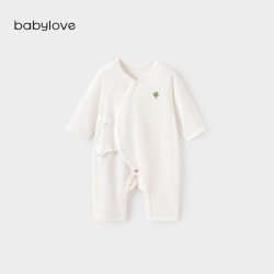 Babylove [限时回馈价]babylove新生儿连体衣夏季薄款竹棉提花透气哈衣爬服