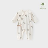 木生棉 0-6个月新生儿春秋连体衣宝宝纯棉长袖夏季薄款和尚服婴幼儿哈衣