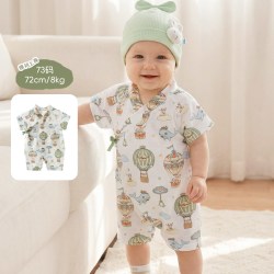 aqpa 爱帕新生婴儿连体衣莫代尔棉夏季薄款哈衣宝宝衣服小月龄外出