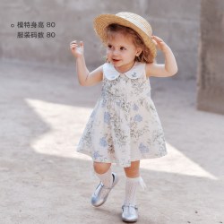 OAK FAMILY 夏季女童裙子宝宝纯棉公主裙娃娃领儿童连衣裙