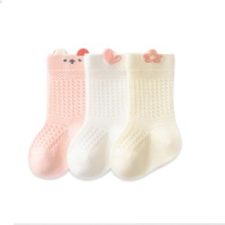 巧纺臻品 婴儿袜子春夏季薄款棉袜宝宝夏天网眼透气无骨短袜新生幼儿松口袜