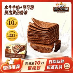 三只松鼠 水牛乳千层奶砖黑巧风味900g 手撕面包