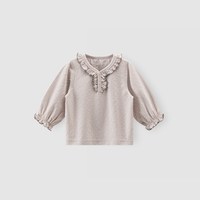 88VIP：乖奇熊 女宝宝长袖上衣服春秋季婴幼儿花边领T恤女童甜美弹力秋装