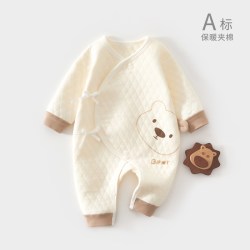 温巢 新生婴儿衣服a类纯棉秋季保暖连体衣秋装0到3个月初生宝宝必备男2