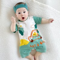 御婴尚 婴儿短袖连体衣纯棉A类男宝宝夏季衣服超萌卡通小虎新生儿哈衣潮