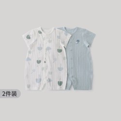 巴厘小猪 婴儿衣服夏季短袖薄款纯棉哈衣爬爬服新生儿宝宝连体衣