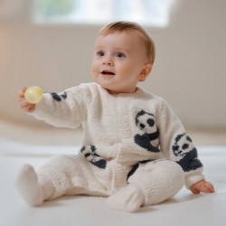 OAK FAMILY 秋冬新生婴儿爬服半边绒哈衣小宝宝衣服加厚保暖连体衣