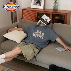 Dickies 深灰色短袖T恤男生2026新款夏季手绘涂鸦印花纯棉男生体恤