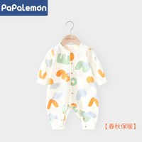 PAPA LEMON 柠檬爬爬初生婴儿衣服春秋季新生儿和尚服宝宝绑带连体衣哈衣秋装