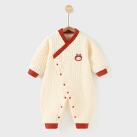 萌童之旅 婴儿连体衣秋冬季夹棉斜襟爬服新生儿衣服宝宝保暖哈衣秋装超萌