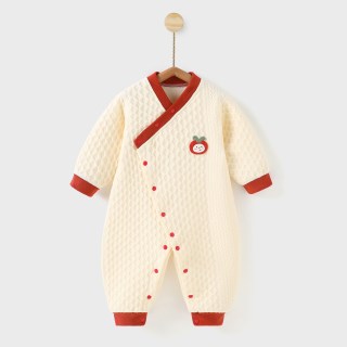 萌童之旅 婴儿连体衣秋冬季夹棉斜襟爬服新生儿衣服宝宝保暖哈衣秋装超萌