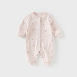 戴维贝拉 新生儿爬服新款宝宝衣服秋装女婴连体衣婴儿纯棉哈衣
