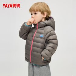鸭鸭羽绒服 鸭鸭儿童羽绒服男女童同款2026反季轻薄立领连帽短款面包服外套M
