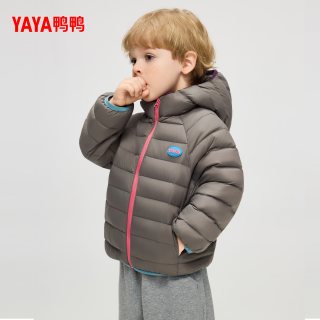 鸭鸭羽绒服 鸭鸭儿童羽绒服男女童同款2026反季轻薄立领连帽短款面包服外套M