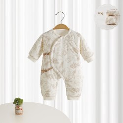 博林百合 婴儿连体衣初生宝宝纯棉衣服秋冬夹棉加厚蝴蝶衣新生保暖棉服哈衣