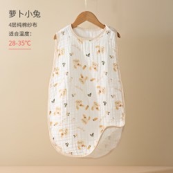 博林百合 宝宝睡袋纯棉纱布无袖背心新生儿童睡觉防踢被婴儿夏季薄款空调房