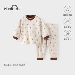 欢喜小熊 婴儿内衣套装男宝春秋季分体衣服女宝宝抗菌防螨秋衣秋裤