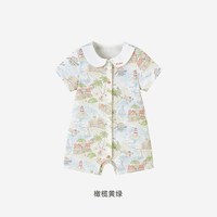 英氏 婴儿纱布哈衣夏季透气薄款新生儿衣服宝宝短袖连体衣