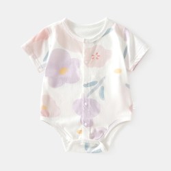 新生婴儿包屁衣夏季衣服薄款短袖宝宝连体衣纯棉3-6个月三角哈衣